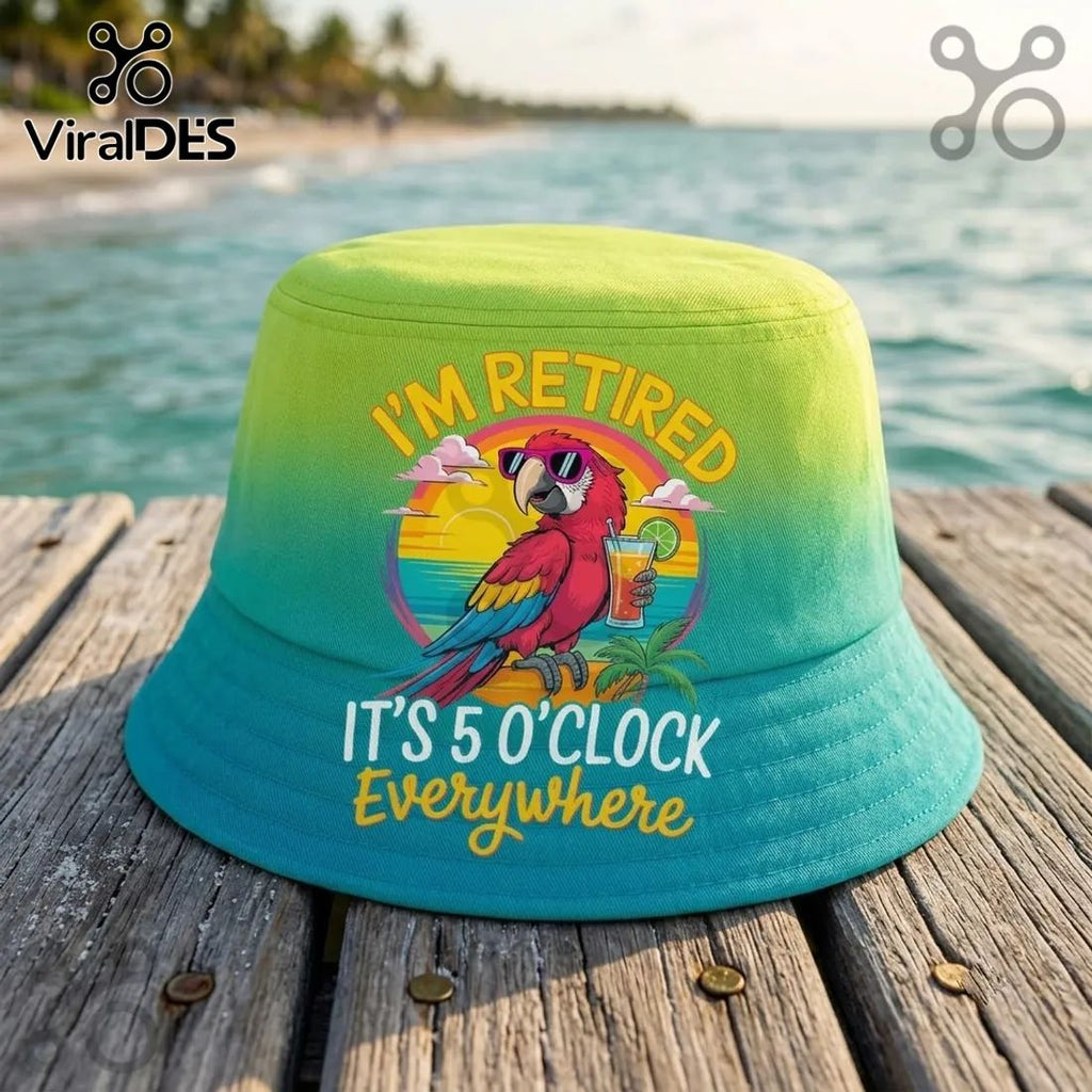 Retired Parrot I Am Retired Ombre Bucket Hat