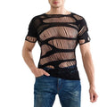Stylish Men's O Neck Mesh T Shirts with Short Sleeves and See Through Feature