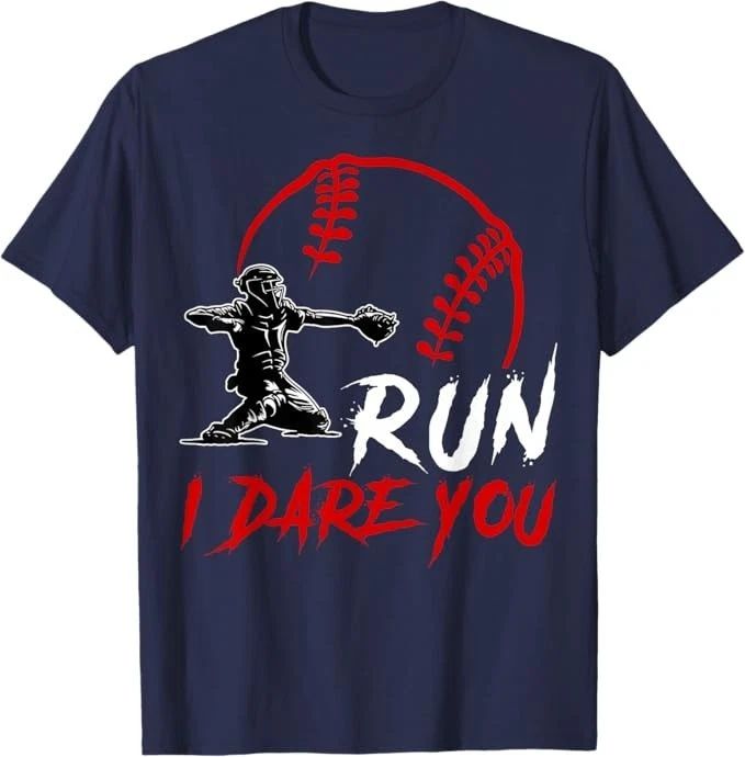 Run Steal I Dare You Humor Baseball Catcher Vintage T-Shirt