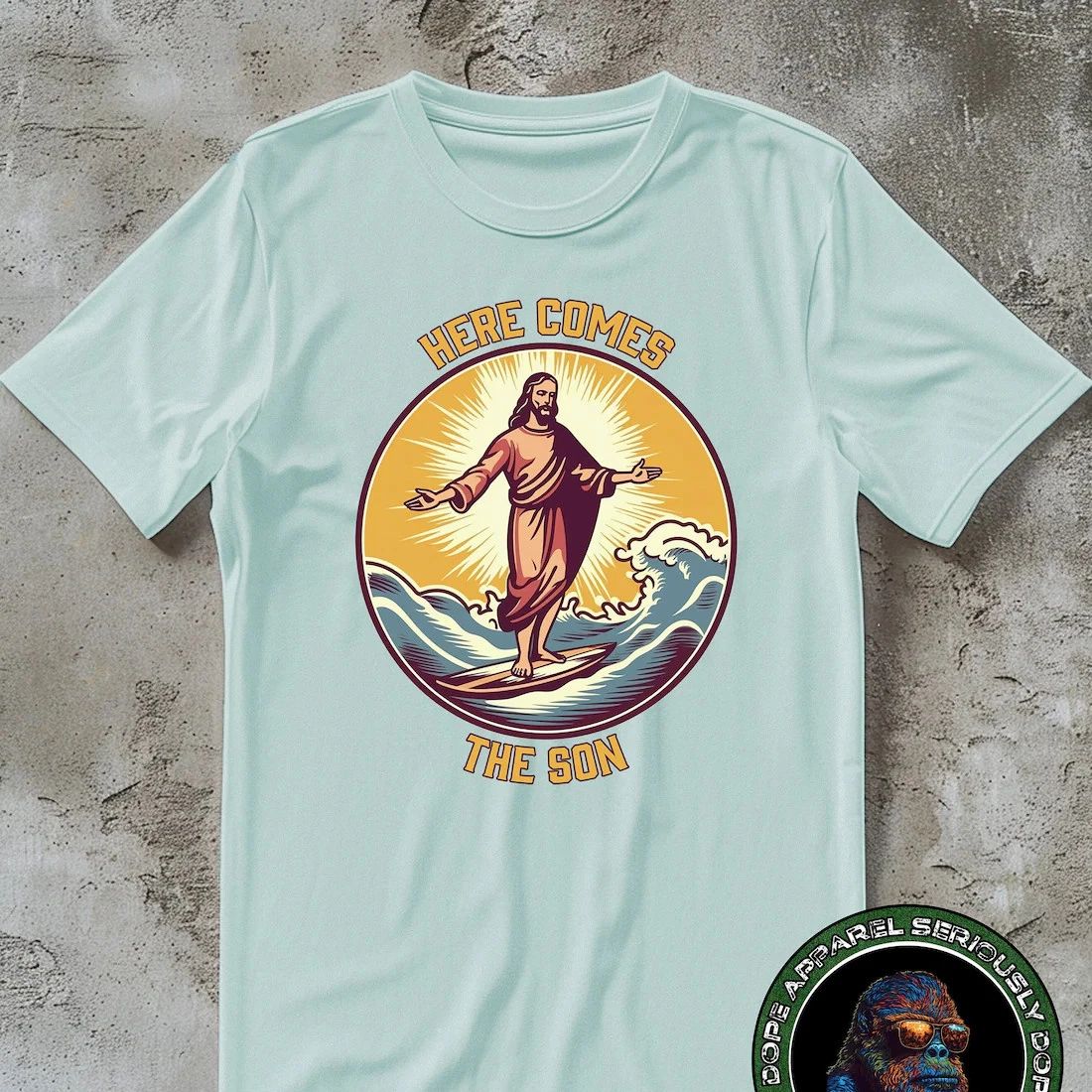 Jesus Shirt Cool Retro Surfing T-Shirt Funny Jesus 90s Graphic Tee Jesus