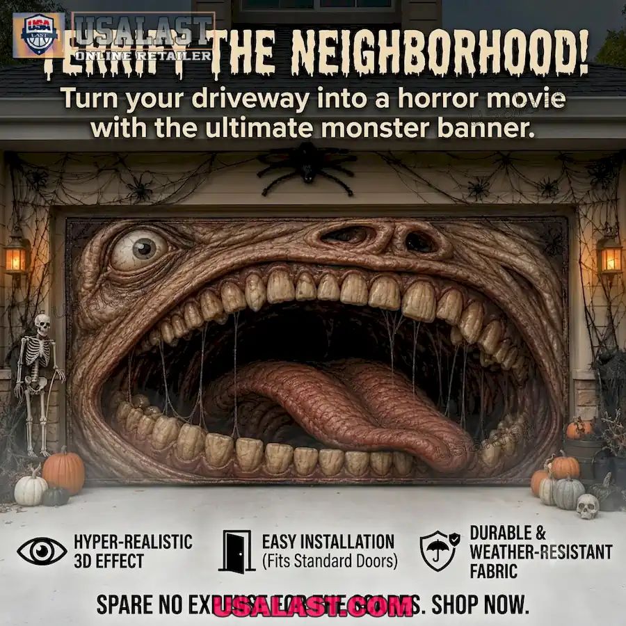 Monster Mouth Halloween Garage Door Banner