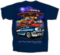 Chevy Tri-Five T-Shirt - Blue w/ 1955-1957 Bel Air 150 210 Drive In Scene