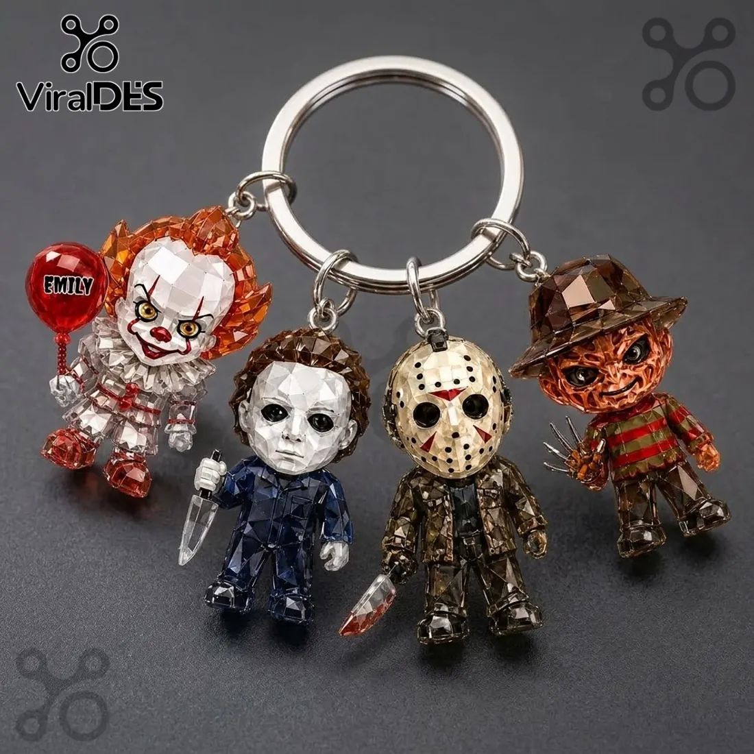 Personalized Horror Movie Characters Crystal Figurine Keychain