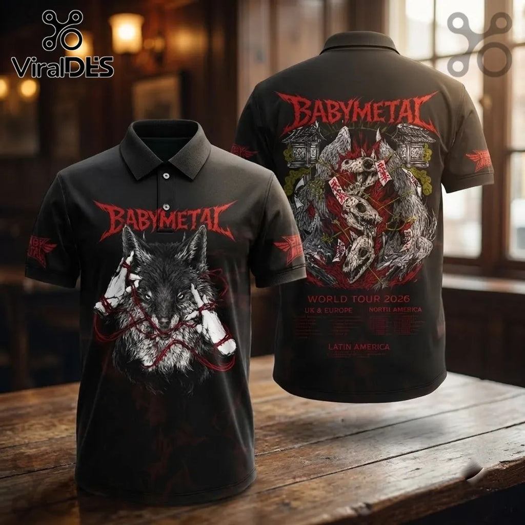 Babymetal World Tour 2026 Wolf Logo Polo Shirt