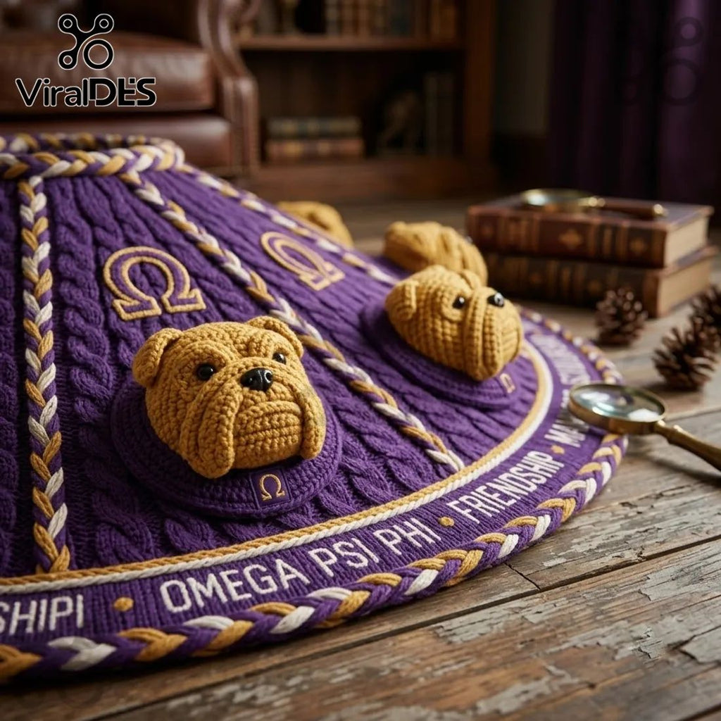Omega Psi Phi Purple Bulldog Christmas Tree Skirt
