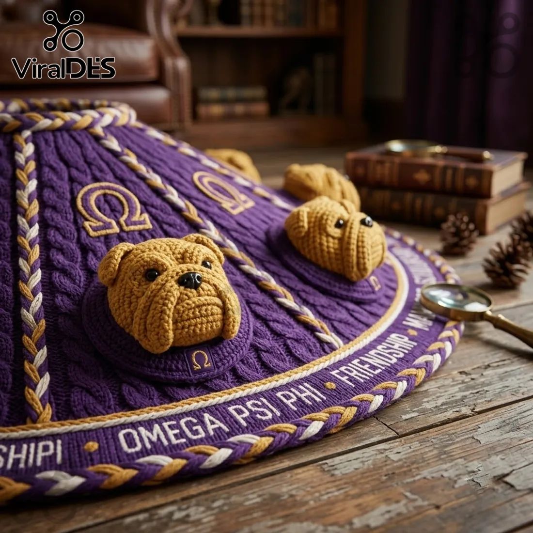 Omega Psi Phi Purple Bulldog Christmas Tree Skirt