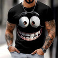 Mens Funny Face 3D Print T Shirt Summer Casual Loose Fit Streetwear Top