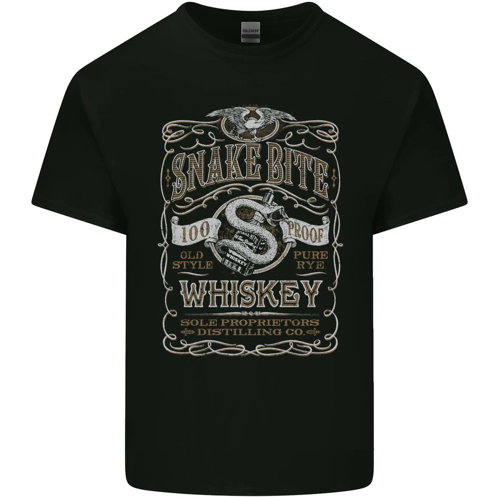 Snakebite Whiskey Whisky Biker Motorcycle Mens Cotton T-Shirt Tee Top