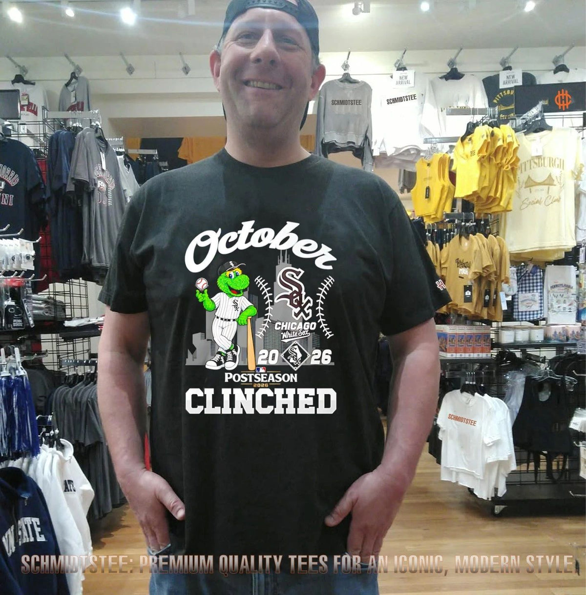 Chicago White Sox October Baseball 2026 Postseason Clinched mascot skyline shirt