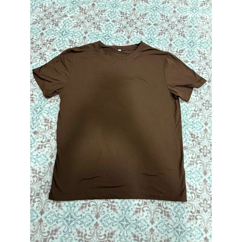 Mens Chocolate Brown Short Sleeve Crewneck T-Shirt Size M Basic Minimalist Tee