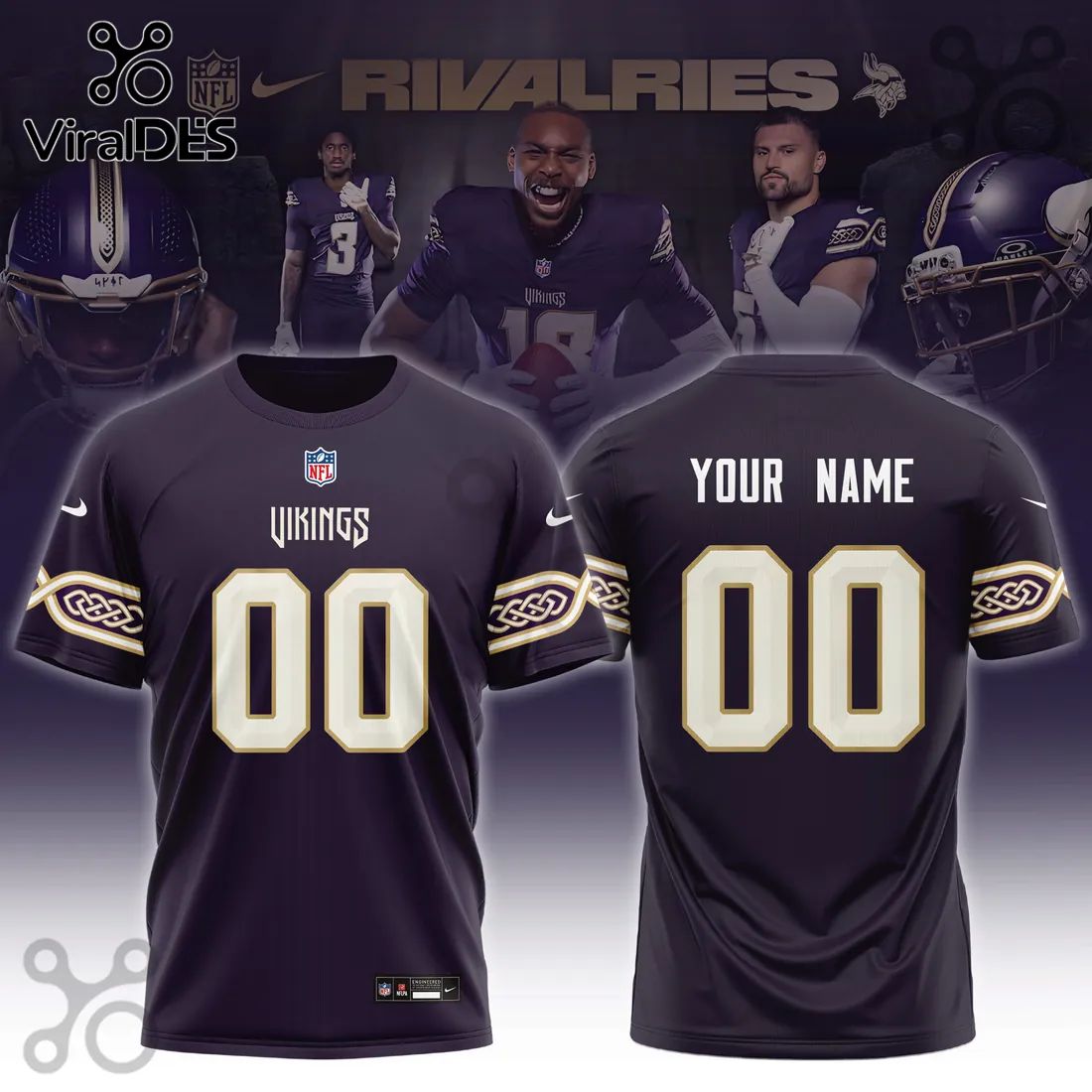Minnesota Vikings Rivalries Custom Name Hoodie