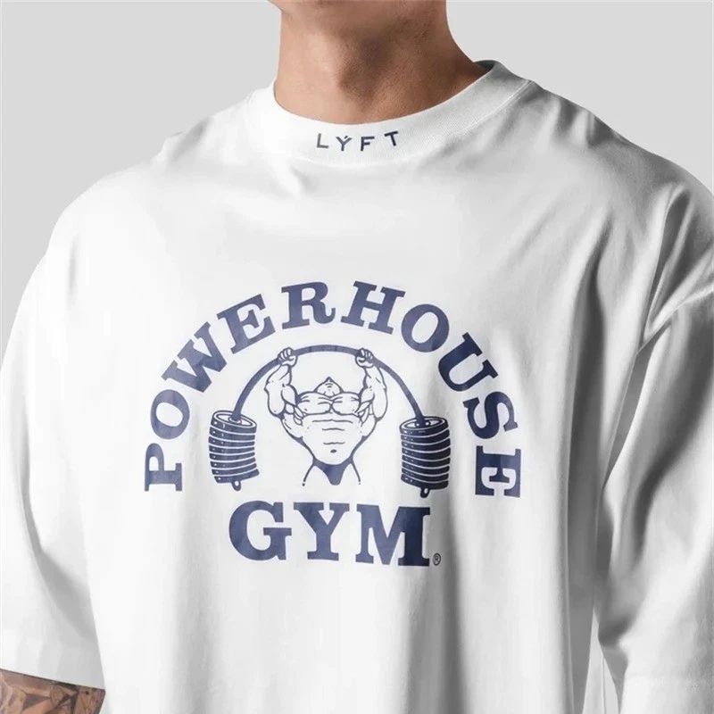 LYFT JOINTLY OVERSIZED COTTON T-SHIRT GYM BODYBUILDING LOOSE PRINT SHIRT TOPS