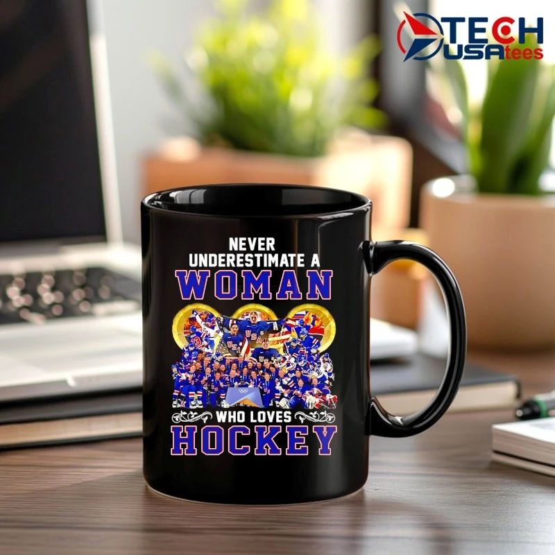 Never underestimate a woman who loves USA Hockey graphic shirt