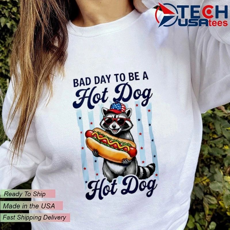 Raccoon bad day to be a hot dog shirt
