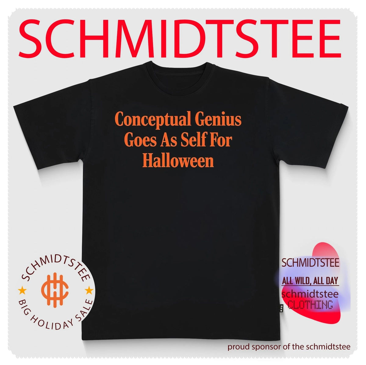 Conceptual genius goes as self for Halloween shirt