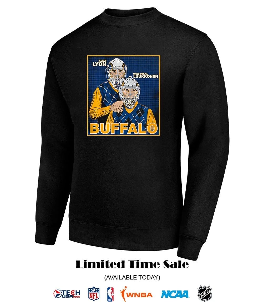 Alex Lyon and Ukko-Pekka Luukkonen Buffalo Sabres Step Brothers Family portrait shirt