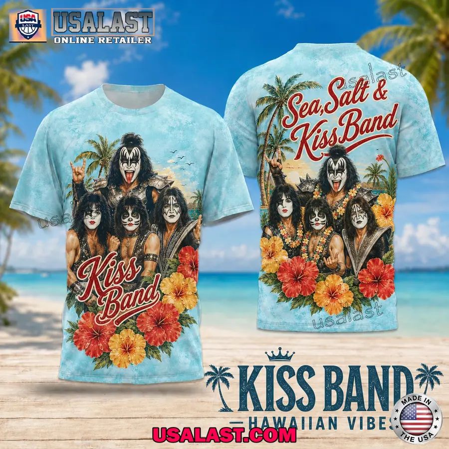 Kiss Band Hawaiian Vibes 3D T-Shirt