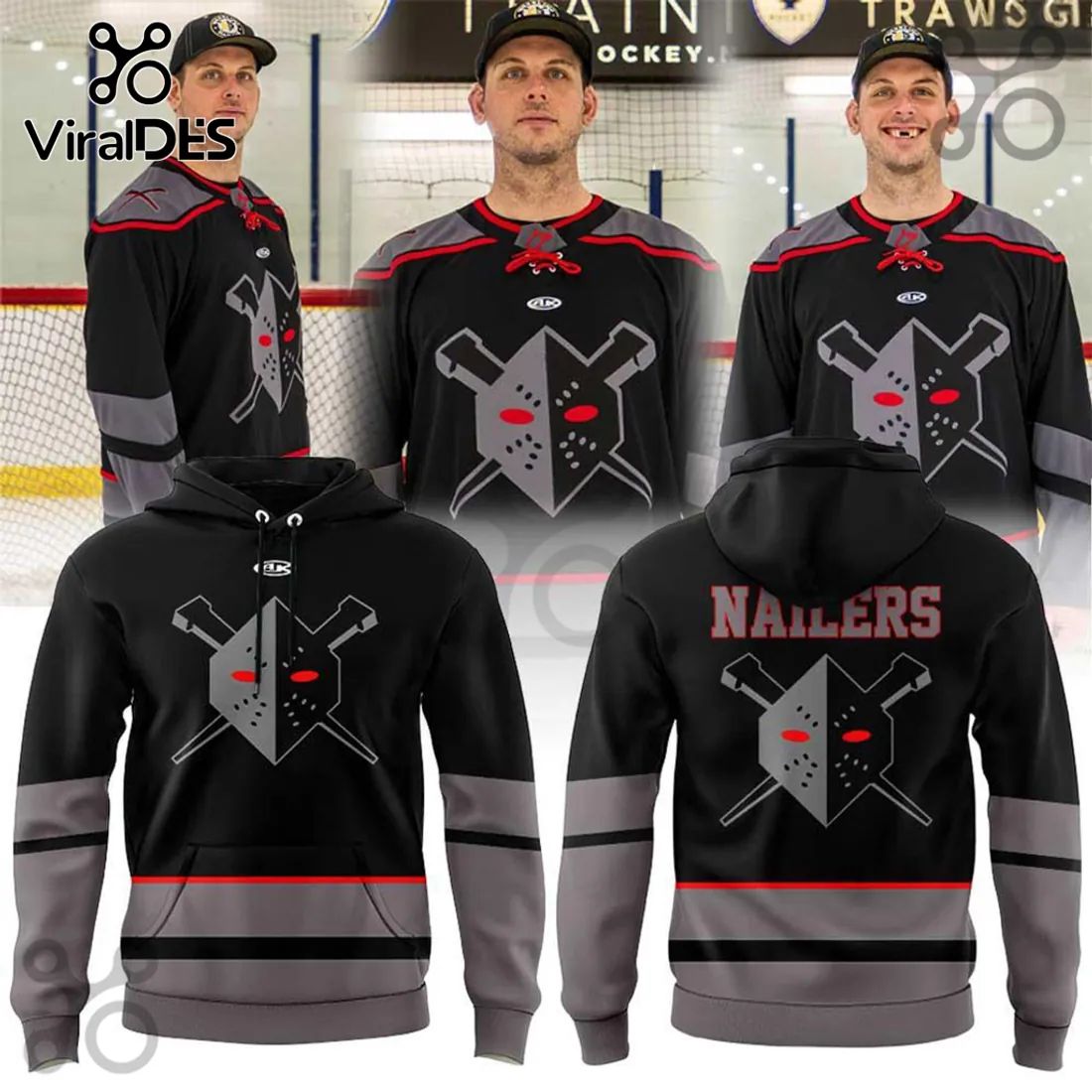 Wheeling Nailers ECHL Alternate Hockey Mask Hoodie
