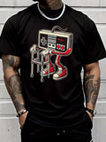 Short Sleeve Men's Fashion Street Style Casual Trendy Graphic T-Shirt with Retro