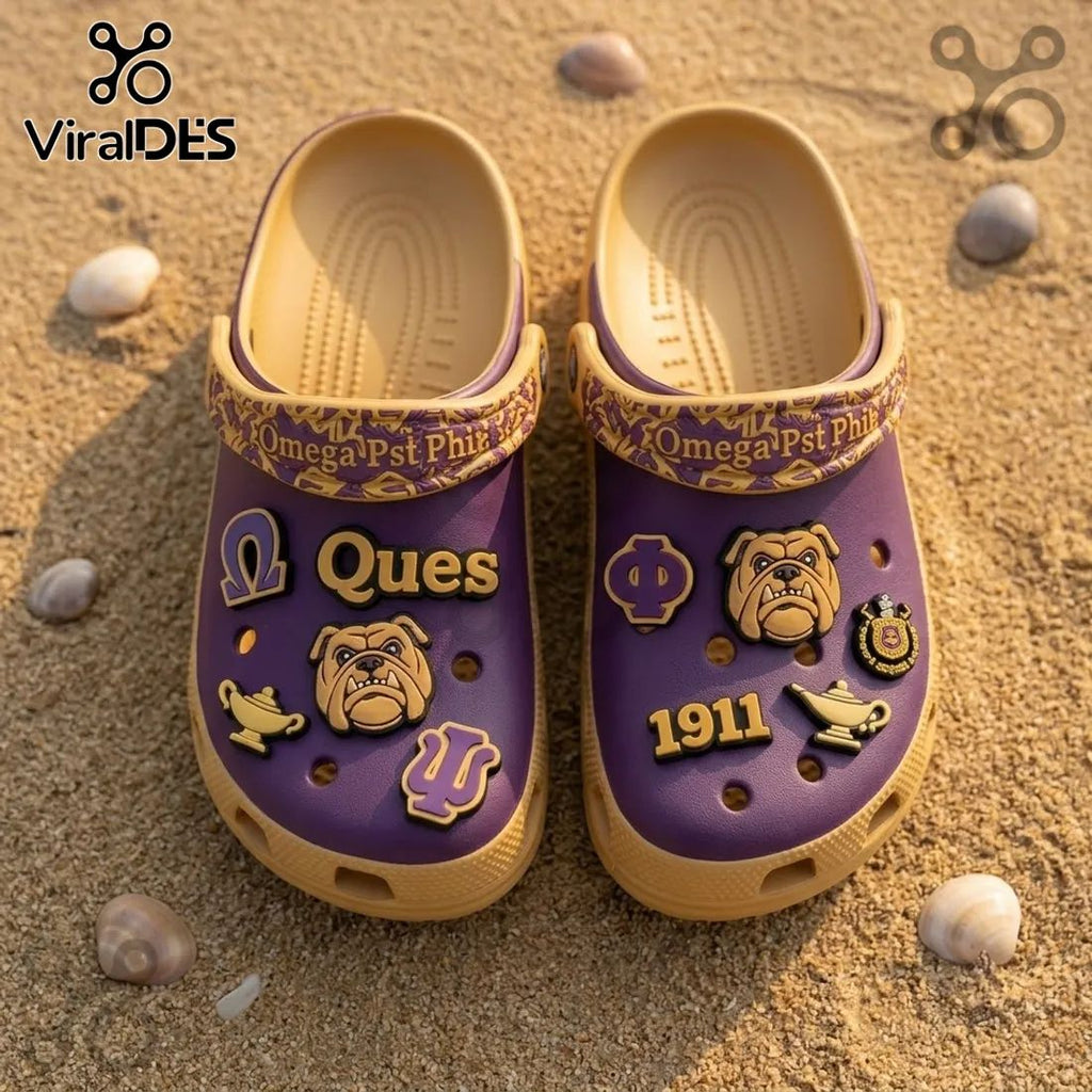 Omega Psi Phi Mascot Slip On Clogs With Charms