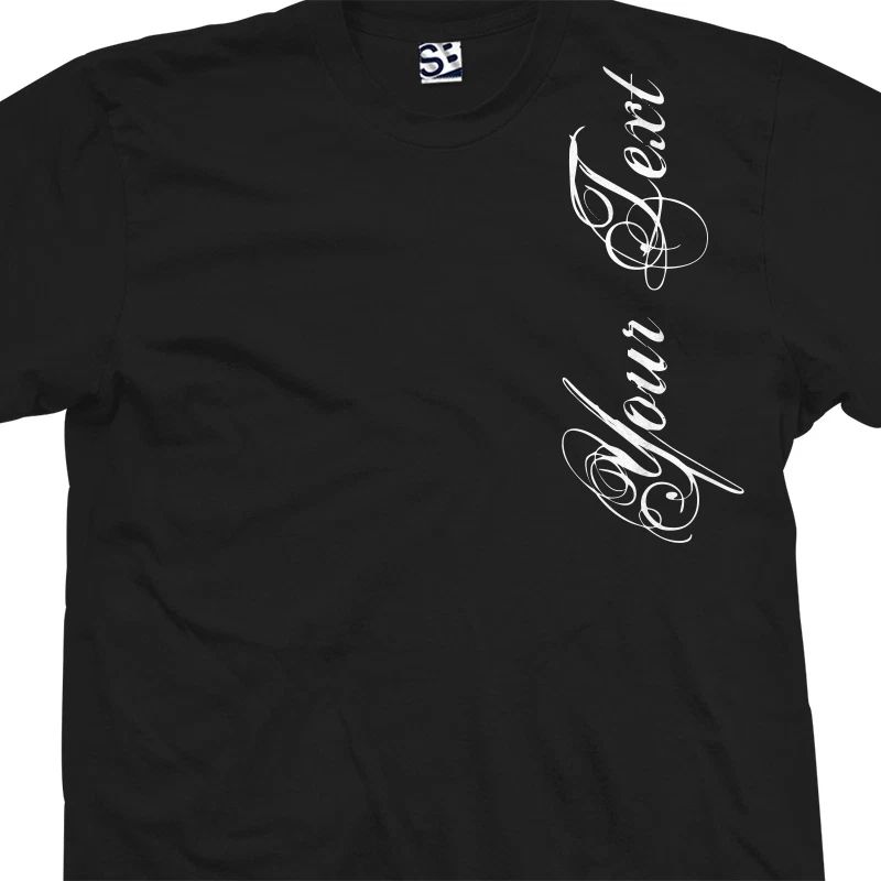 Custom Distressed Script VERT T-Shirt | Grunge Tattoo Personalized Logo Design