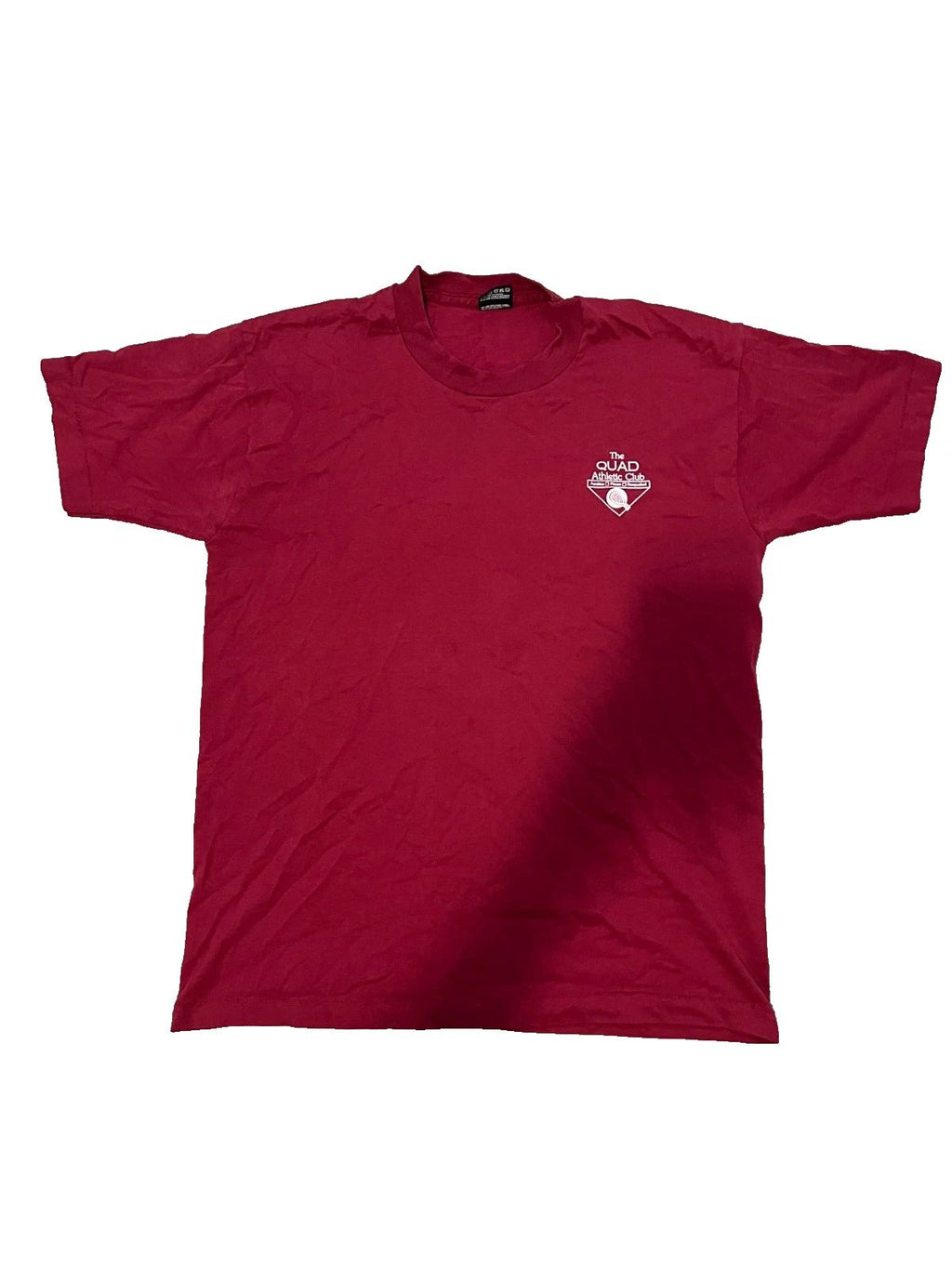 The Quad Athletic Club T-Shirt Maroon Small Logo Vintage Sporty Graphic Tee