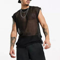 Hot Mens Stylish Loose Fit Mesh Tank Top Sports Sleeveless T Shirt Club Vest