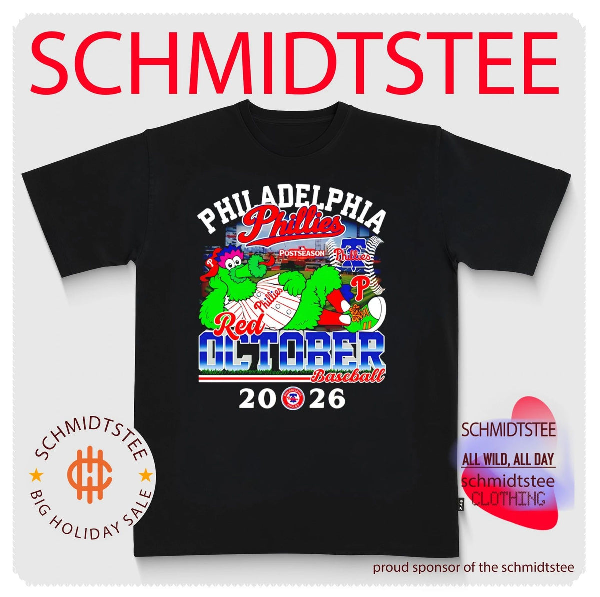 2026 Philadelphia Phillies Red October Postseason mascot shirt