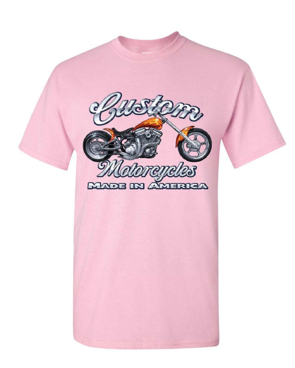 Custom Motorcycles T-Shirt Biker Chopper American Tradition USA Mens Tee Shirt