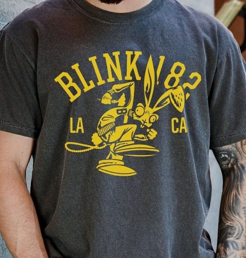 Blink 182 Rabbit T-Shirt Punk Rock Band on Vintage Black Comfort Colors 1717 Tee