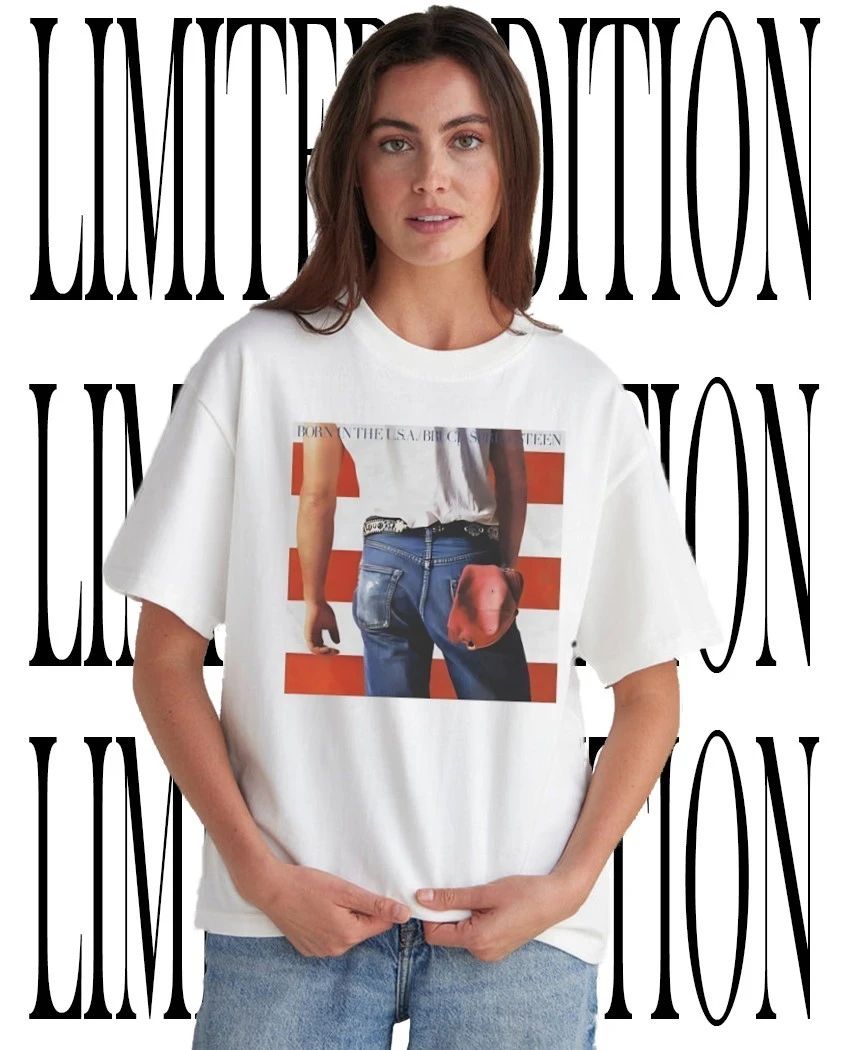 Taehyung wearing born in the USA Bruce Springsteen shirt