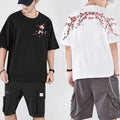 Mens Short Sleeve Embroidered Floral T-Shirt Casual Crew Neck Top Summer