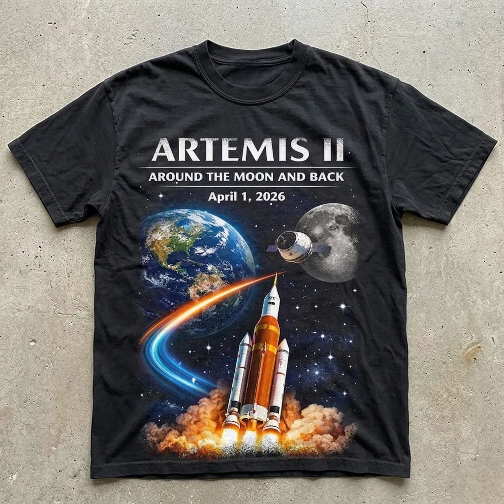 Artemis 2 Journey Around the Moon and Back 2026 T-Shirt, Space Enthusiast Gift