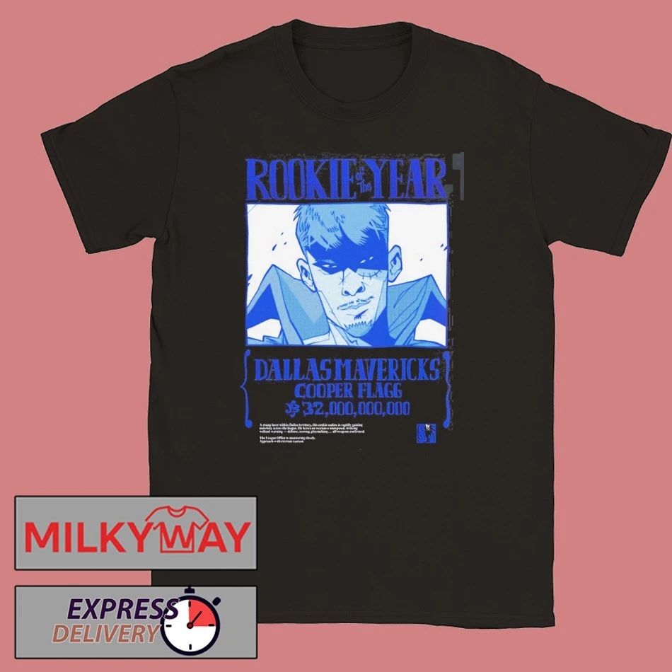 Cooper Flagg Dallas Mavericks Rookie Of The Year Bounty Wanted T-Shirt