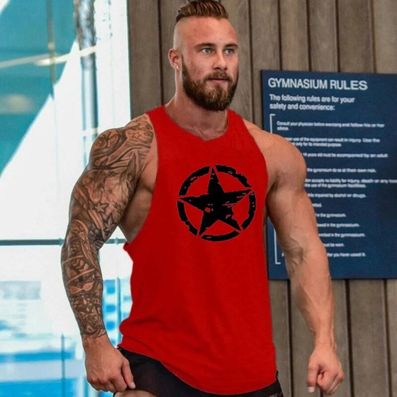 Men's GYM TANK TOP sleeveless Fitness shirt Bodybuilding workout cotton vest