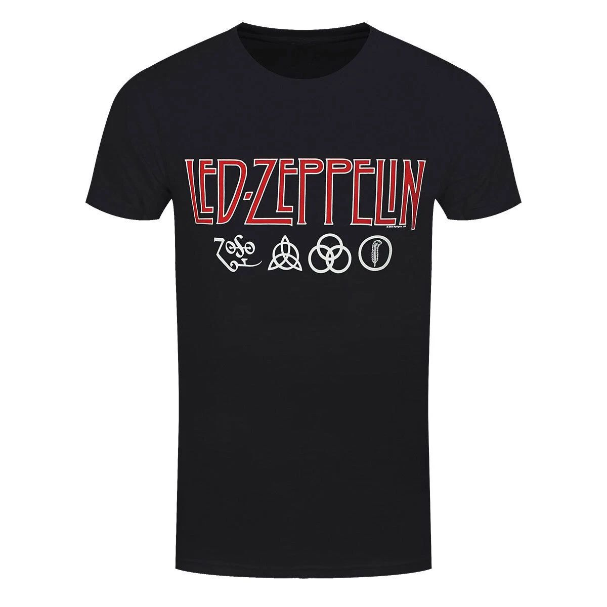 Led Zeppelin T-Shirt Logos & Symbols Rock Band New Black Official