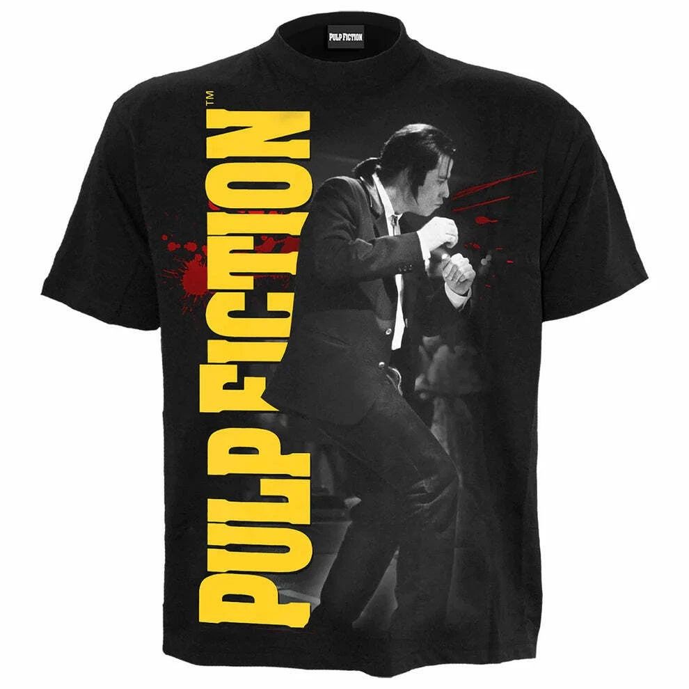 Spiral Direct Pulp Fiction Dance Black Mens T-Shirt Movie