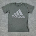 Adidas Shirt Men Small Gray Logo Go-To Tee Graphic Crew Neck Short Sleeve Adult