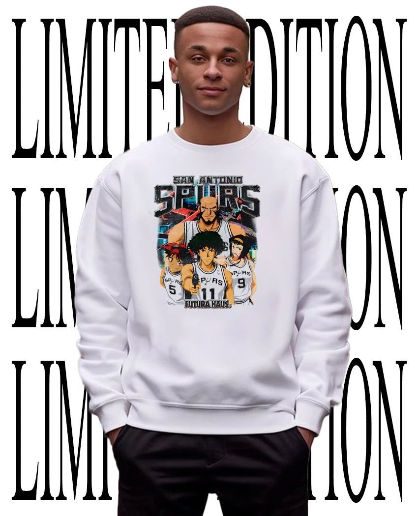 NBA Cowboy Bebop San Antonio Spurs Spike pointing gun Futura Haus 5 11 9 graphic shirt