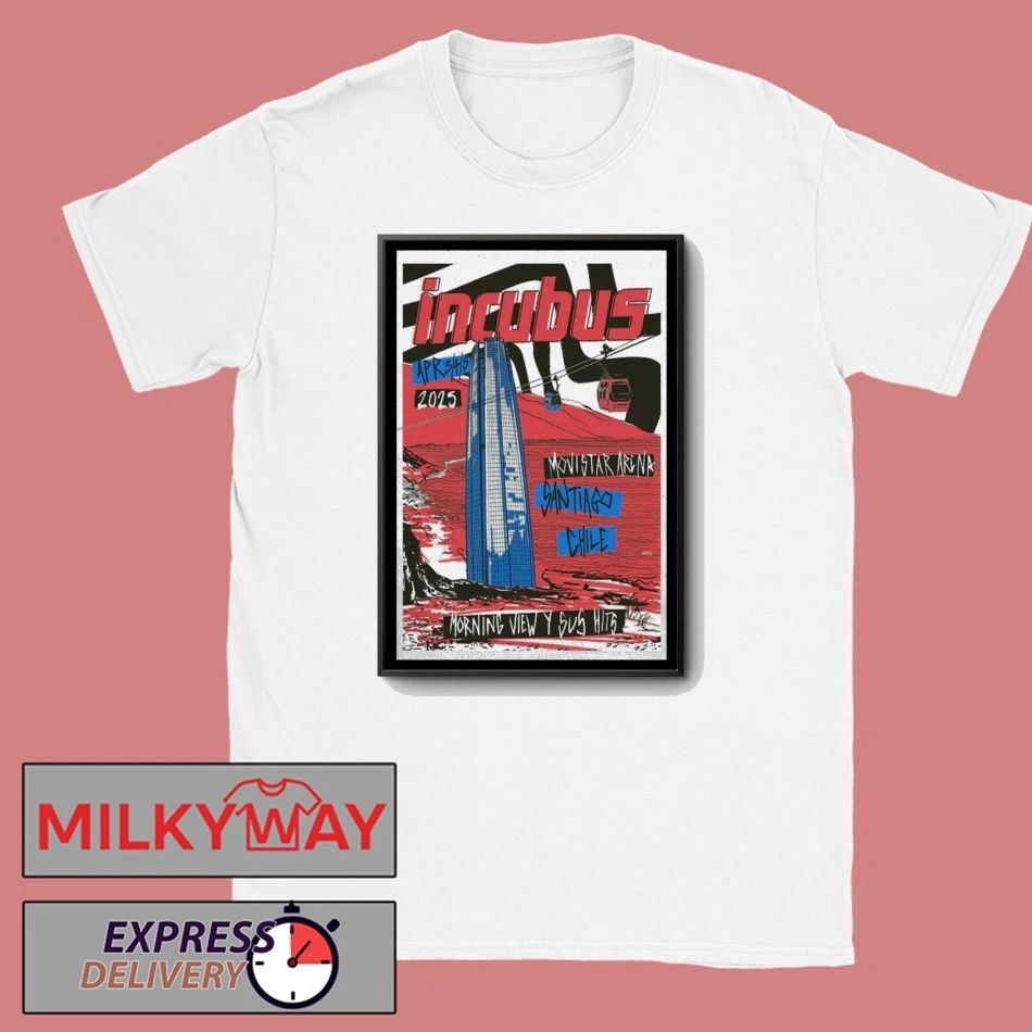 Poster Incubus April 3-5 2025 San Tiago shirt