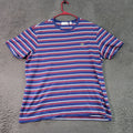 Lacoste Shirt Mens 2XL Blue Striped Regular Fit Croc Logo Short Sleeve Tee Peru