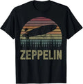 Retro Zeppelin Airship T-Shirt Vintage Stripes Graphic Tee - H124