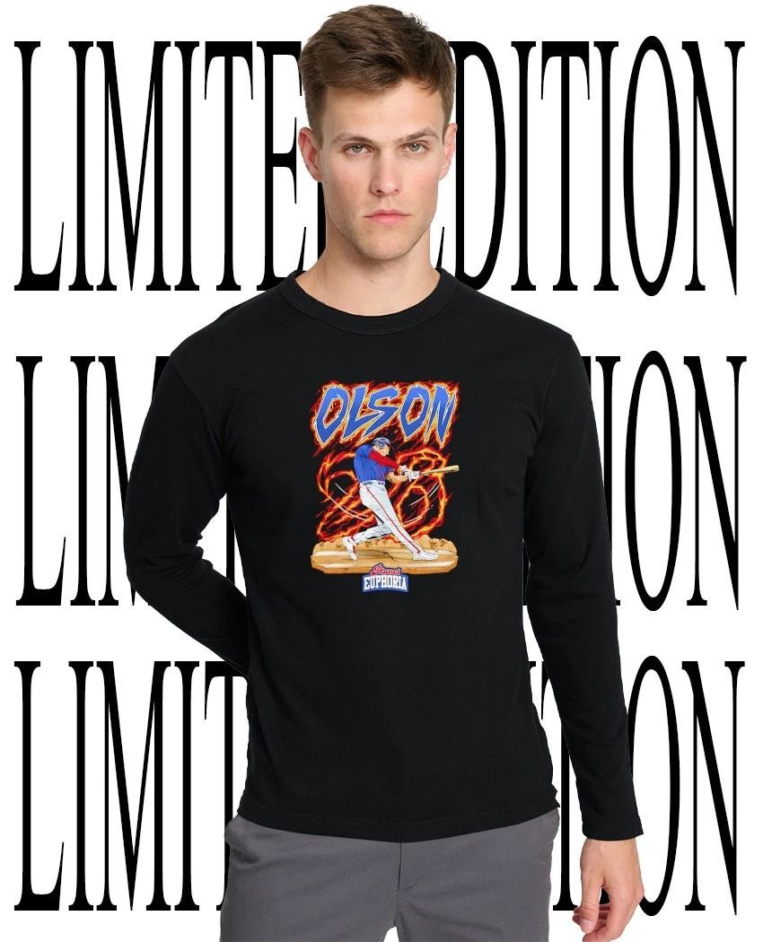 MLB Matt Olson Atlanta Braves Baseball fiery batting caricature hoodie