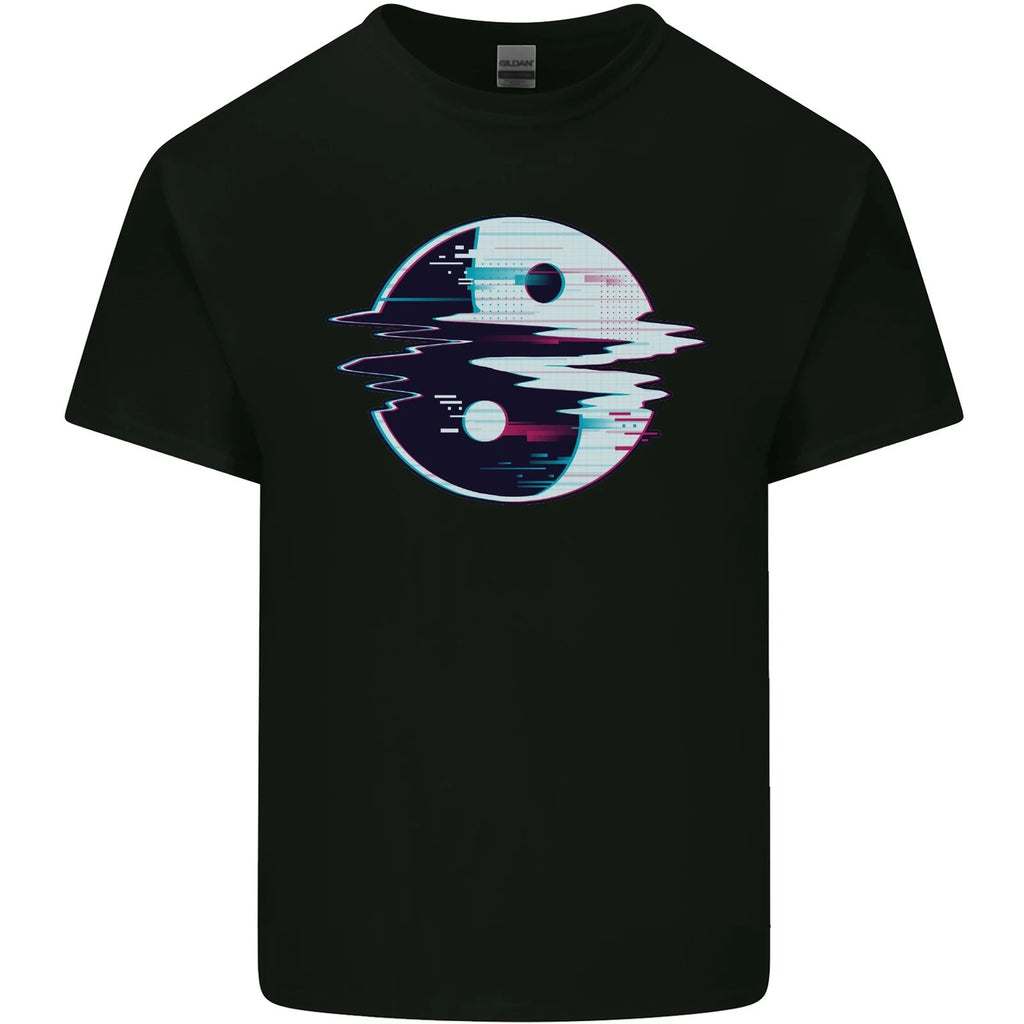 Yin Yang Glitch Yoga Meditation SCI-FI MMA Mens Cotton T-Shirt Tee Top