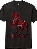 Unisex 3D Embroidered Rearing Horse Shirt-Western Equestrian Cowboy Graphic Tee