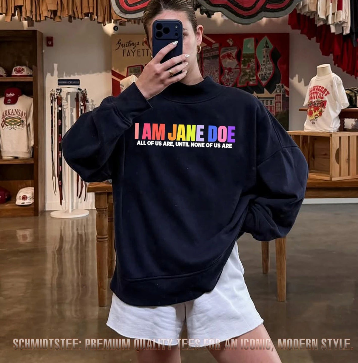 I am Jane Doe all of us are until none of us are rainbow color text shirt