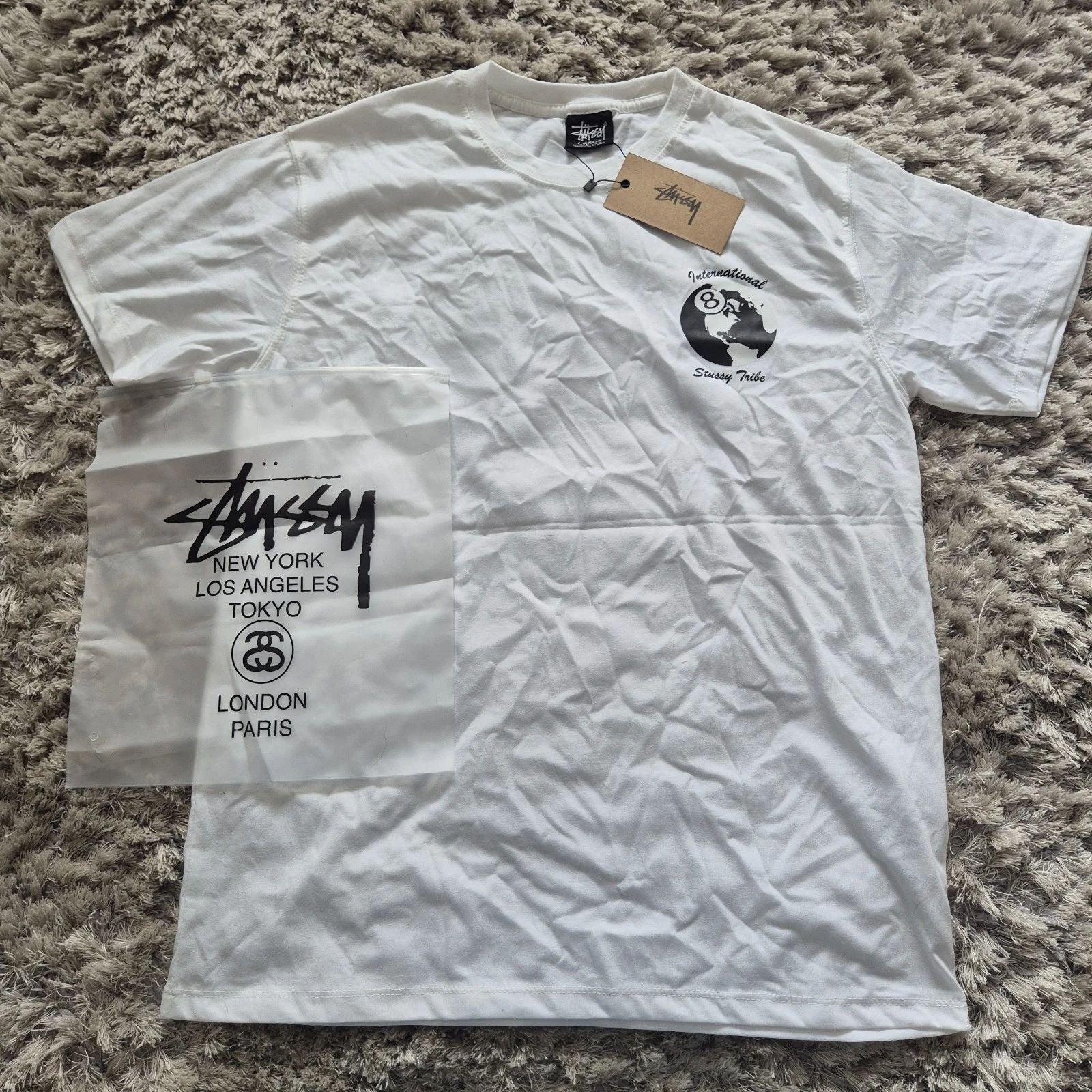 White Stussy Graphic Tshirt Size large With Tags Streetwear Casual