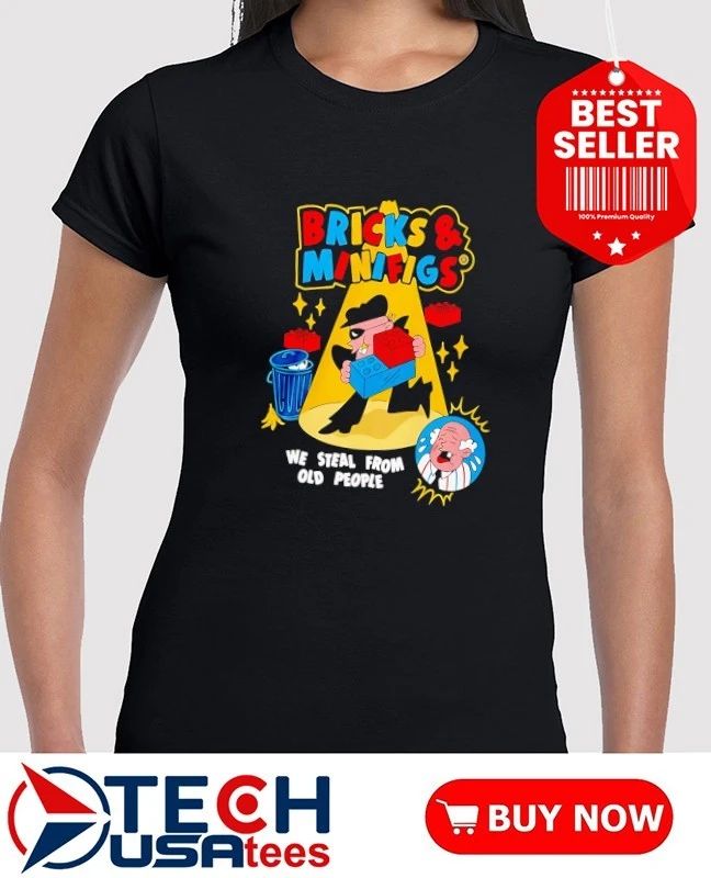 Robber Bricks and Minifigs we steal from old people spotlight scene shirt