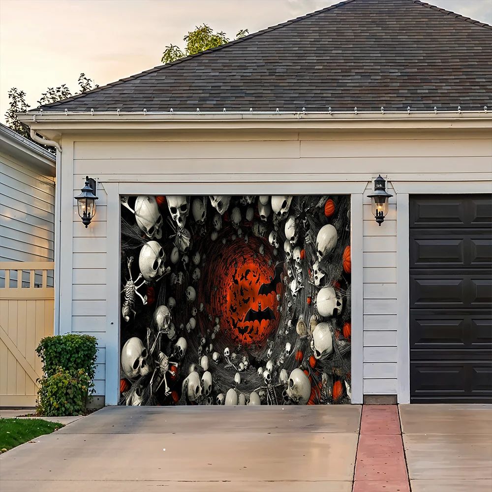 Haunted Skull Vortex Halloween Garage Door Banner