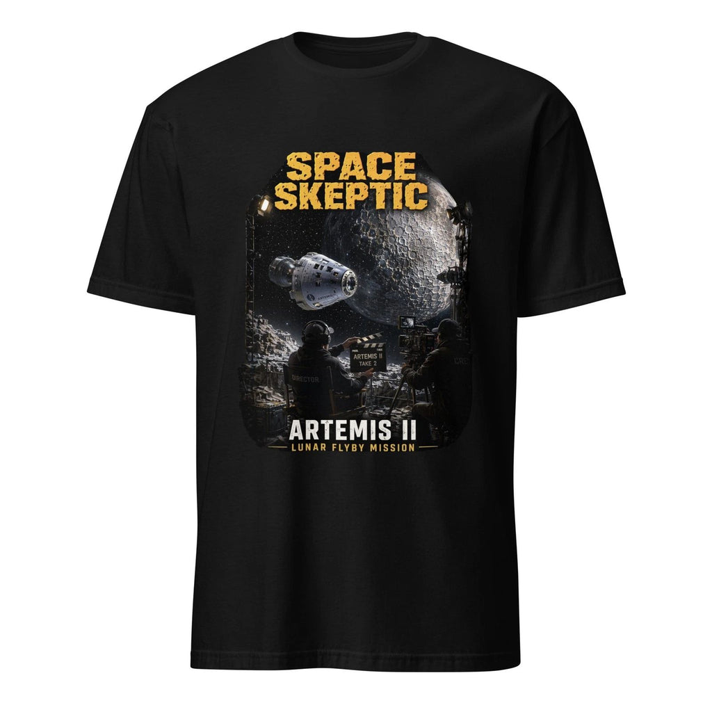 Space Skeptic Artemis II T-Shirt Lunar Flyby Mission Moon Film Set Humor Tee Fun